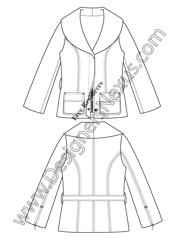 612x792 Free Downloads Illustrator Coat Flat Sketches