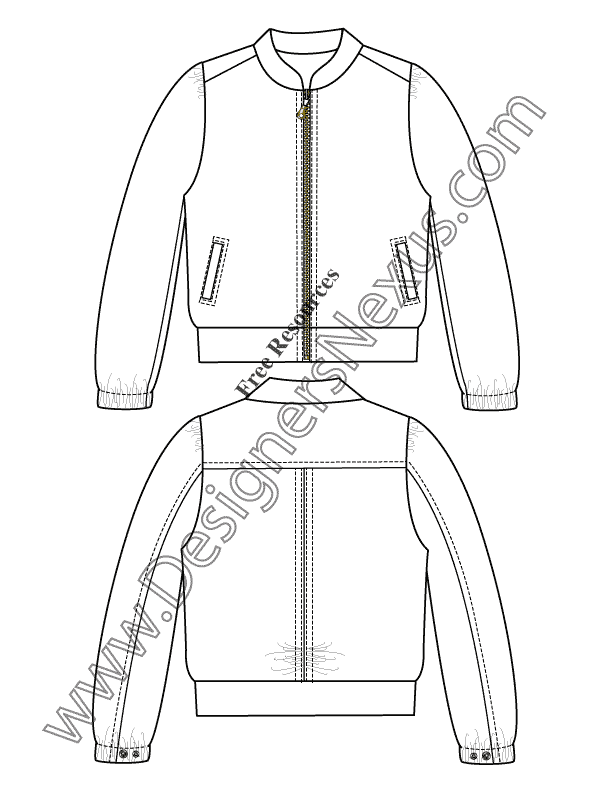 612x792 V22 Windbreaker Jacket Fashion Technical Drawing Template Td Etc