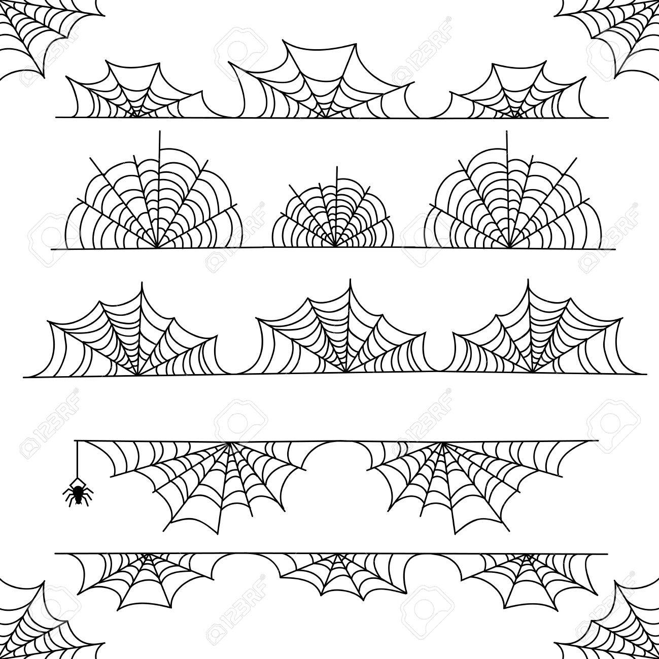 1299x1300 Halloween Cobweb Vector Frame Border And Dividers Isolated