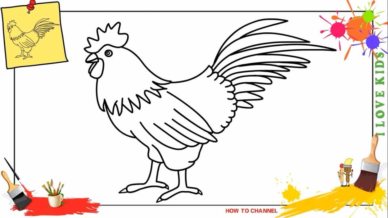 1280x720 How To Draw A Chicken (Rooster, Cock) Easy Step By Step For Kids