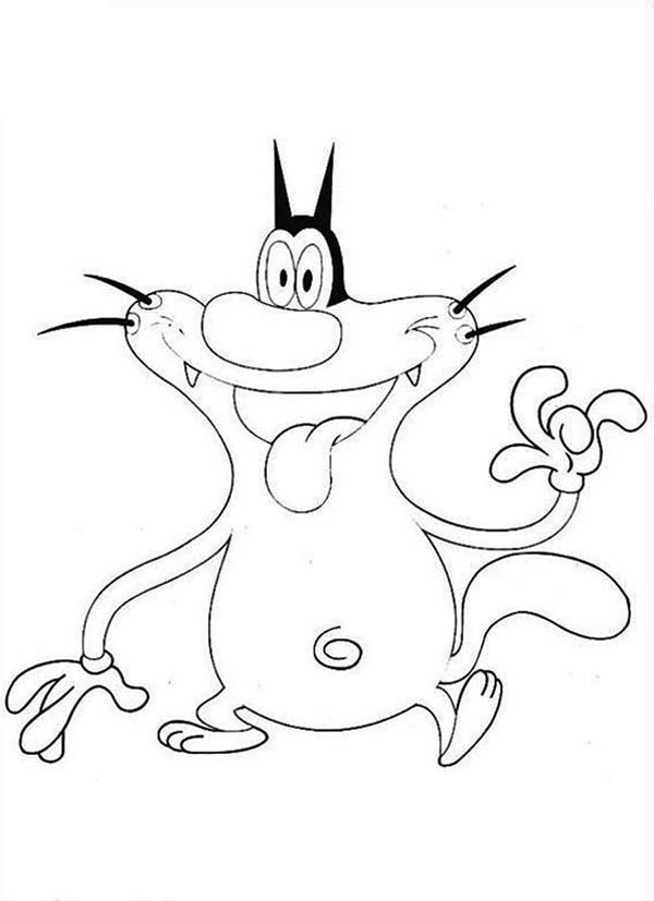 600x827 Oggy Look Happy Today In Oggy And The Cockroaches Coloring Pages