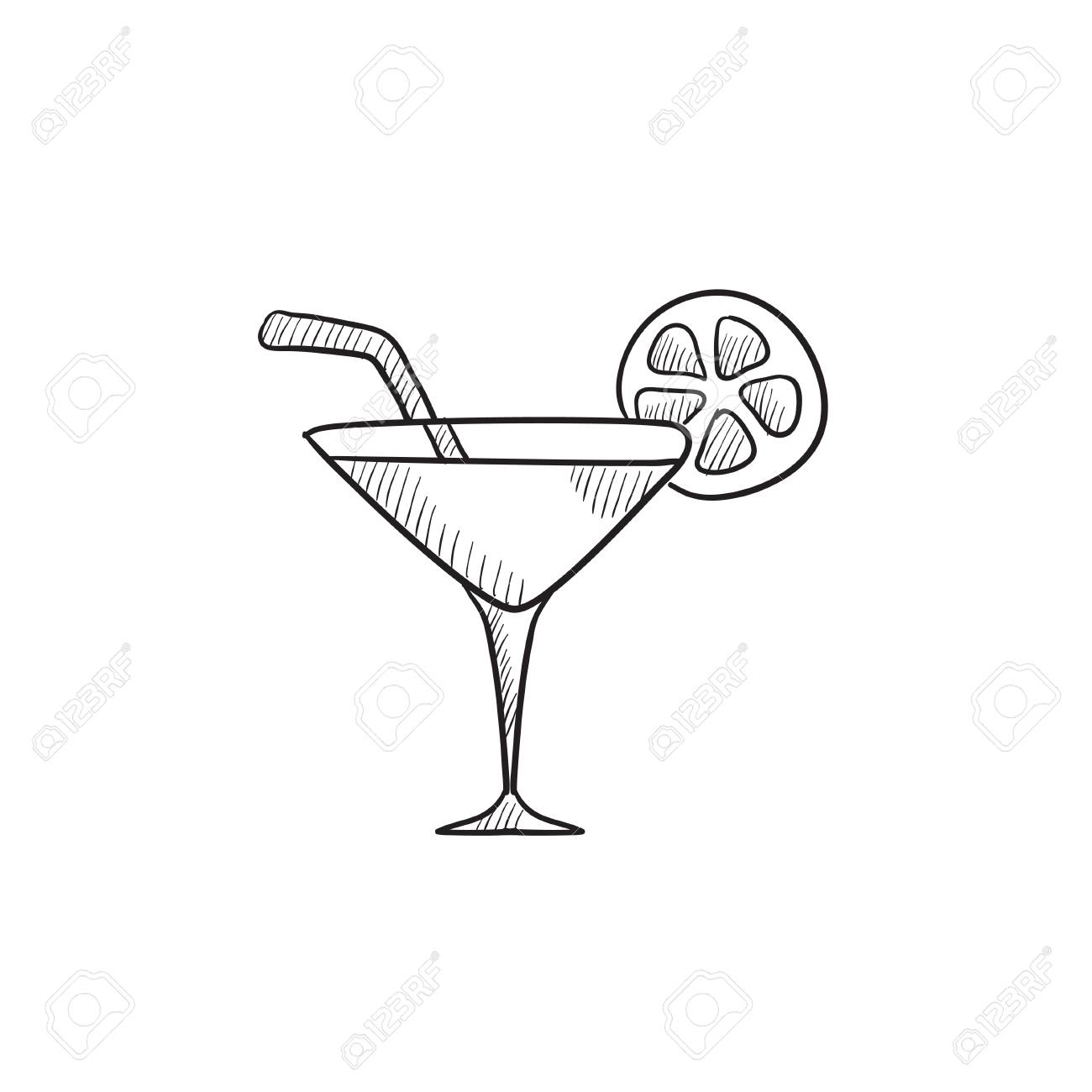 1300x1300 Cocktail Glass Vector Sketch Icon Isolated On Background. Hand