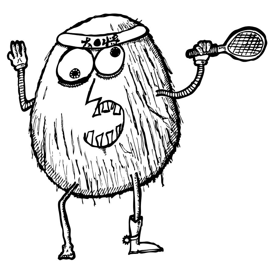 900x900 Crazy Coconut Drawing By Karl Addison