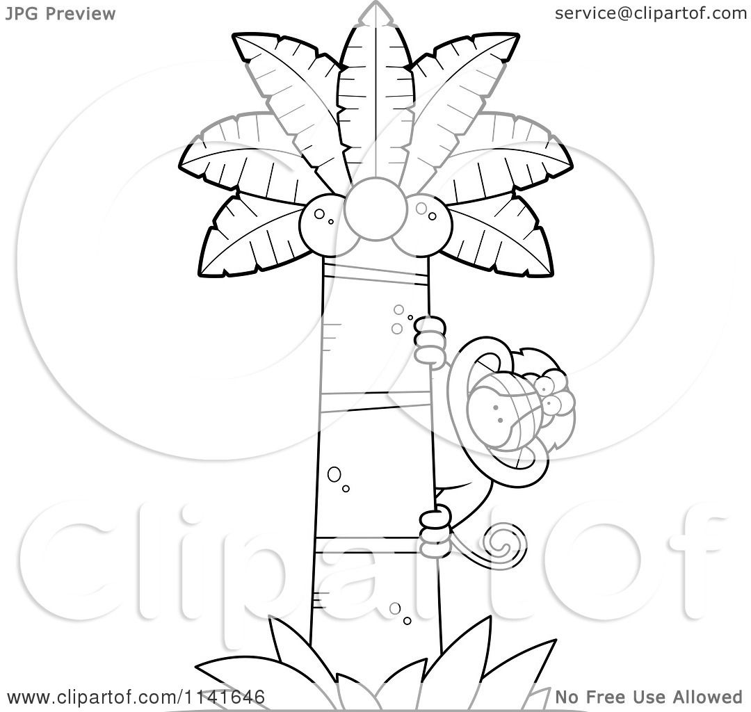 1080x1024 Cartoon Clipart Of A Black And White Baboon Monkey Looking Around