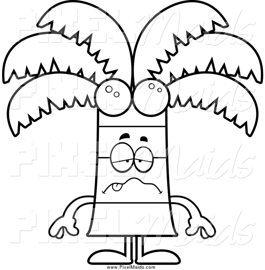 1024x1044 Clipart Of A Black And White Sick Coconut Palm Tree By Cory Thoman