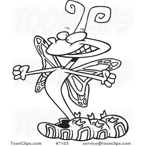 581x600 Cartoon Black And White Line Drawing Of A Butterfly Emerging