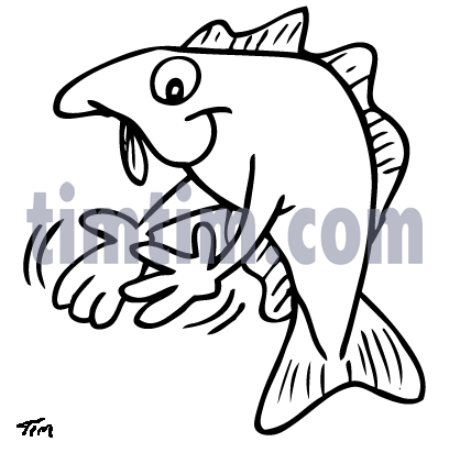 408x412 Free Drawing Of A Clapping Cod Fish Bw From The Category Fish