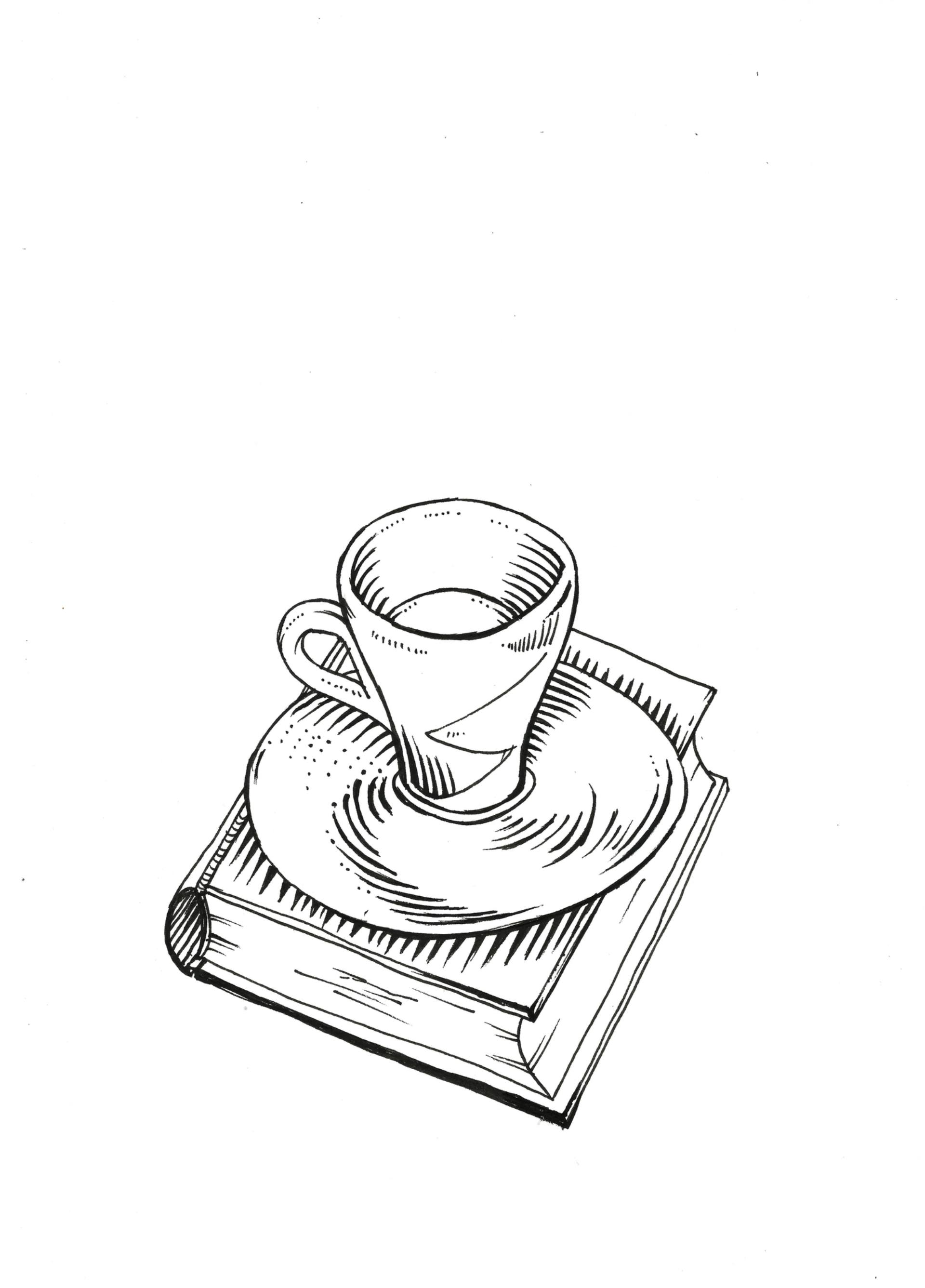 1920x2673 Saatchi Art Book And Coffee Drawing By Andras Szoboszlay