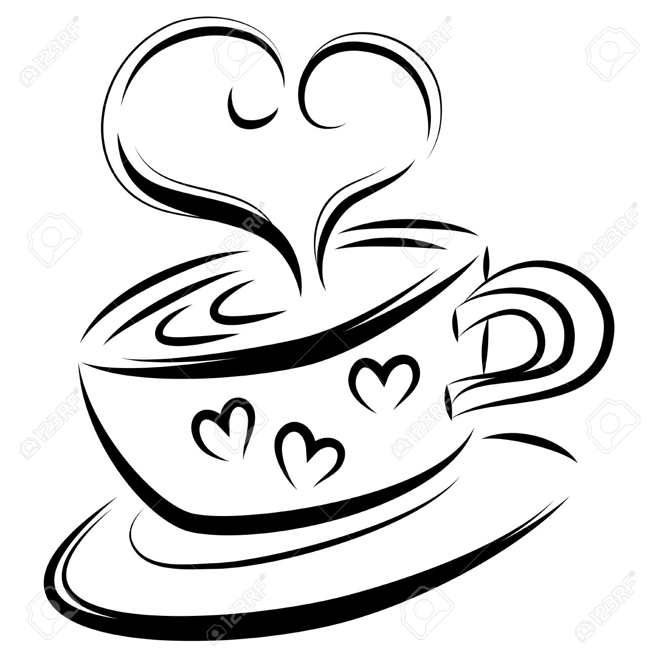 1300x1300 Love Coffee Line Art, Vector Illustration Royalty Free Cliparts