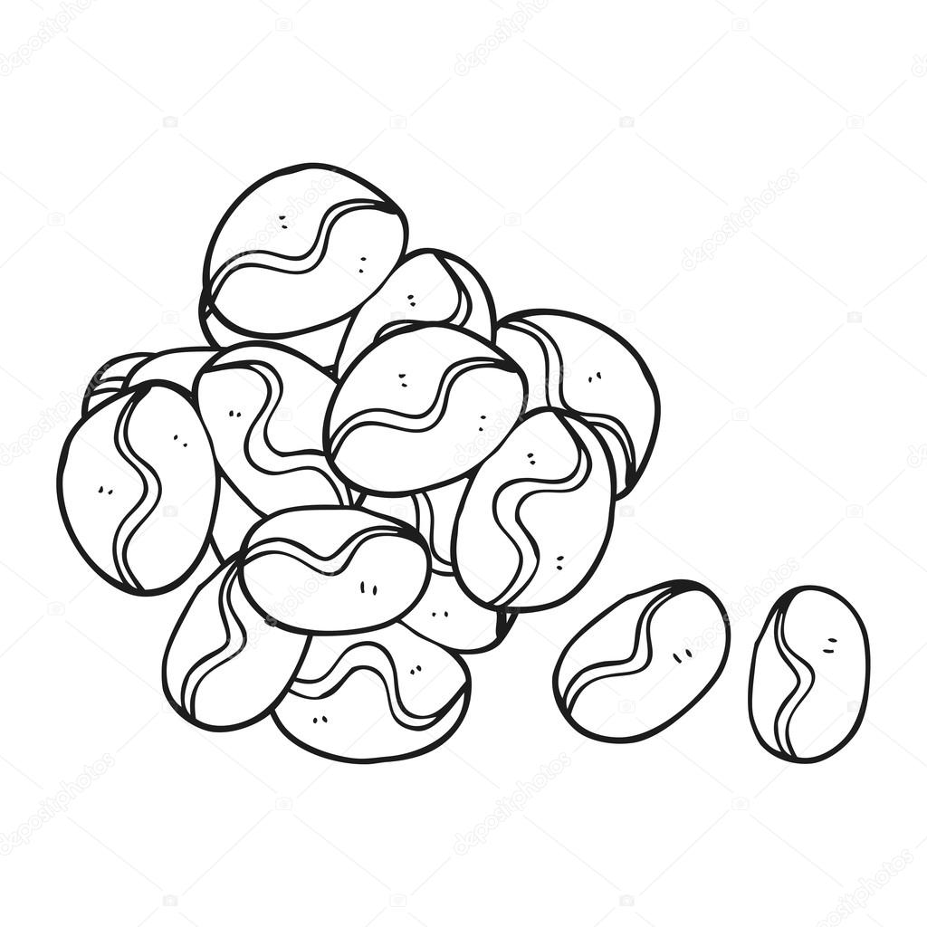 1024x1024 Black And White Cartoon Coffee Beans Stock Vector