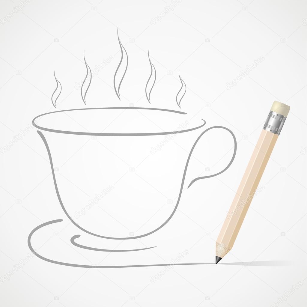1024x1024 Pencil Drawing Coffee Cup Stock Vector Amorno