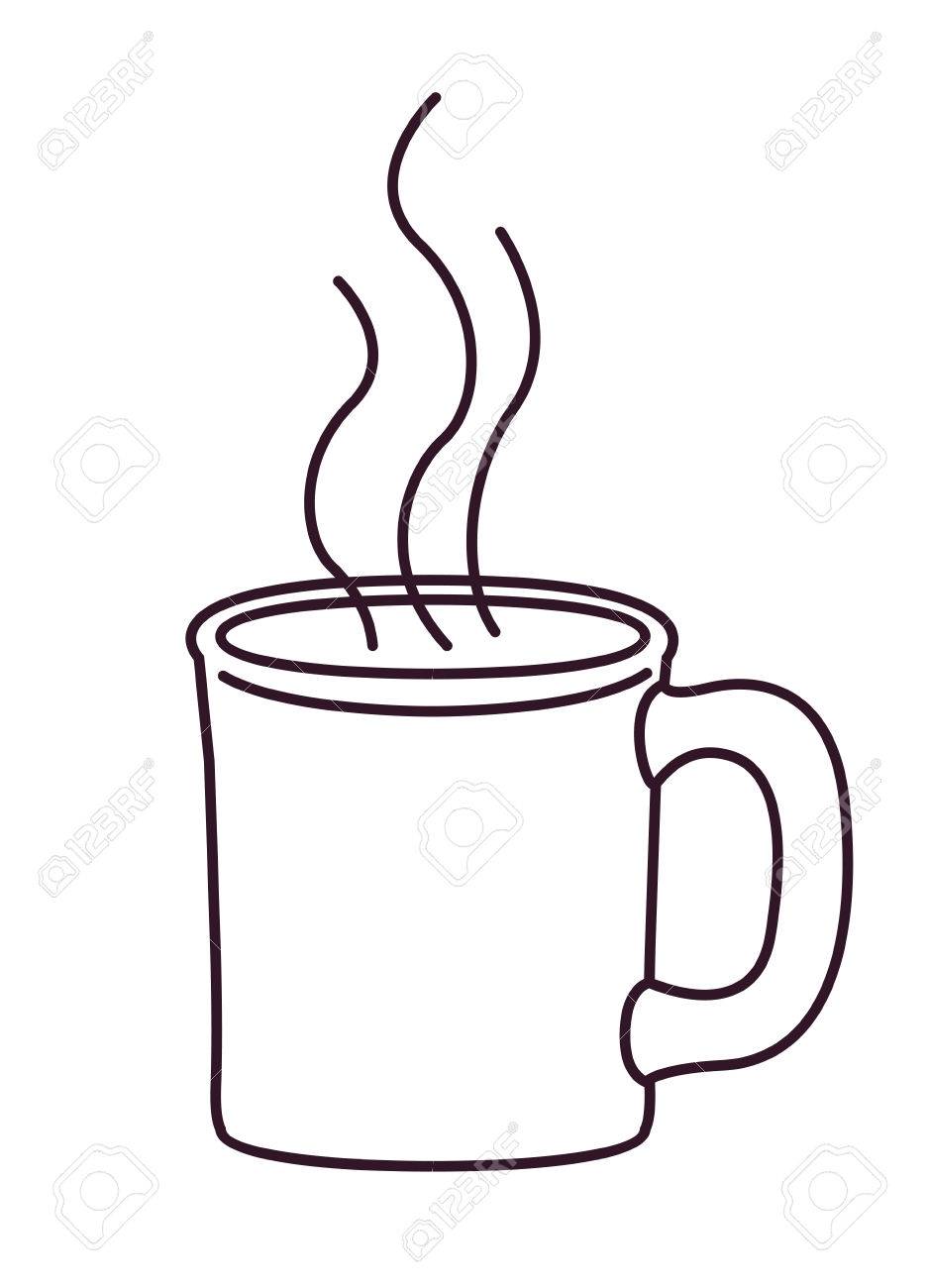 938x1300 Hot Coffee Mug Sketch And Silhouette Icon. Drink And Beverage