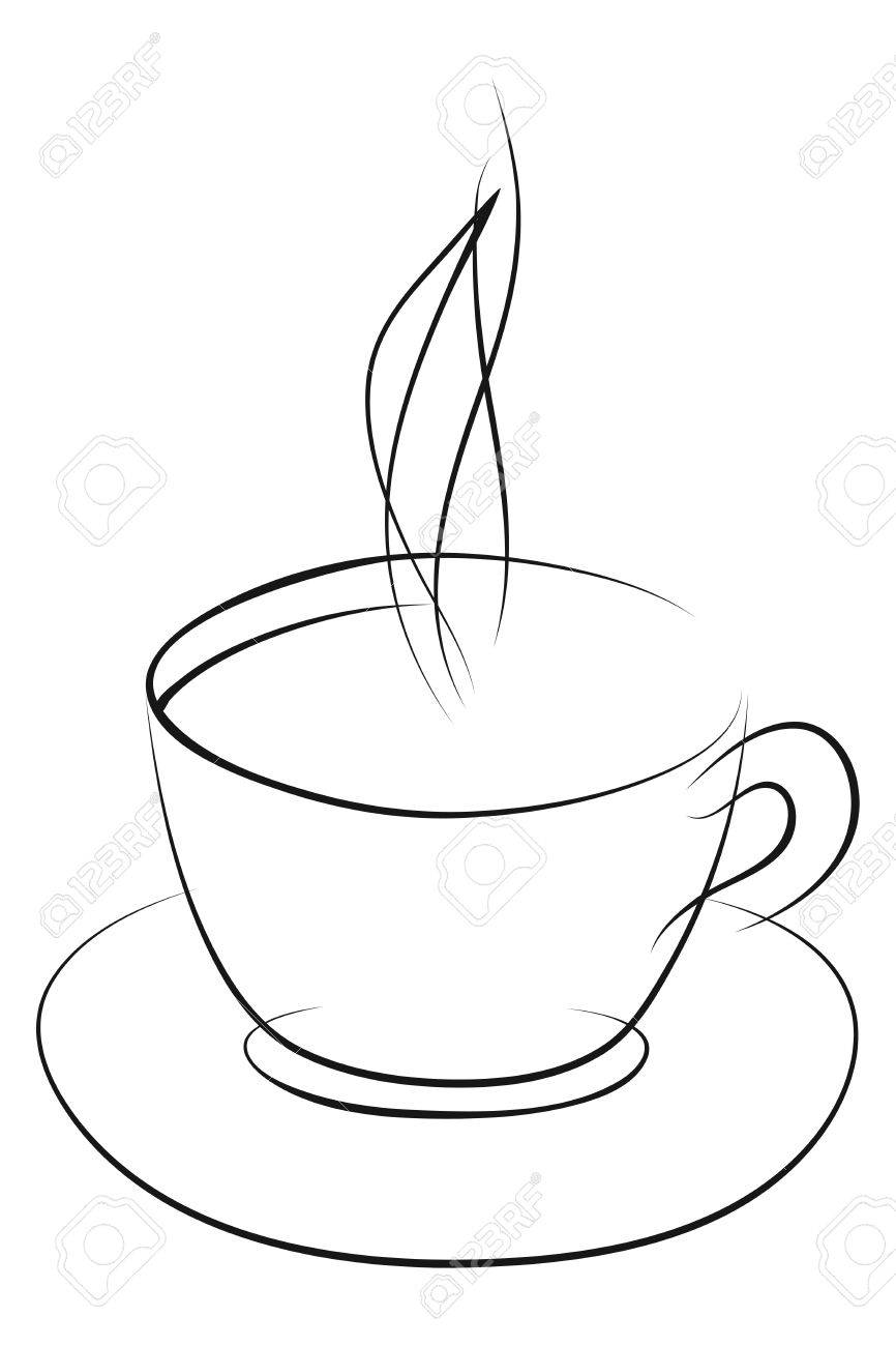 866x1300 Sketch Of Coffee Cup On A White. Royalty Free Cliparts, Vectors