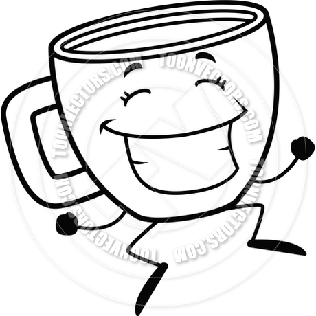 460x460 Coffee Cup Jumping (Black And White Line Art) By Cory Thoman