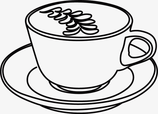 650x469 Coffee, Line Drawing, Black White, Hand Painted Png Image