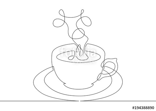 500x357 Continuous Line Drawing Cup Of Coffee Stock Image And Royalty