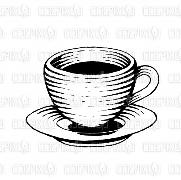 590x588 Vectorized Ink Sketch Of A Coffee Cup Cidepix
