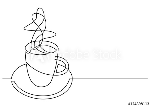 500x354 Continuous Line Drawing Of Cup Of Coffee