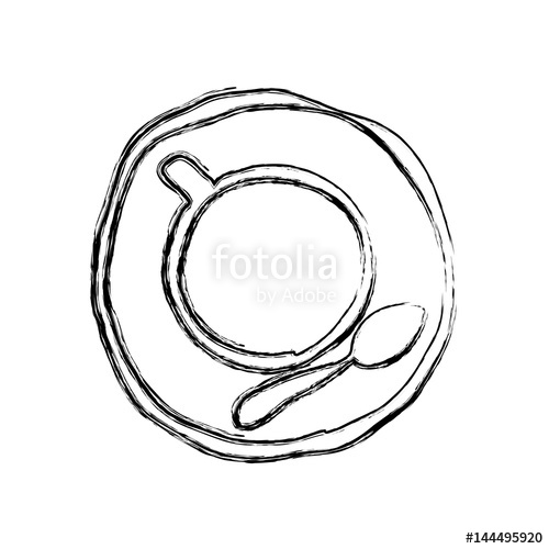 500x500 Monochrome Sketch Hand Drawn Of Coffee Cup Top View Vector