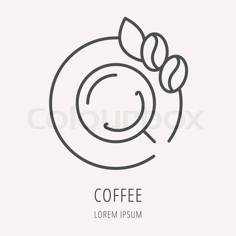 800x800 Logo Or Label Coffee. Line Style Logotype Template With Coffee