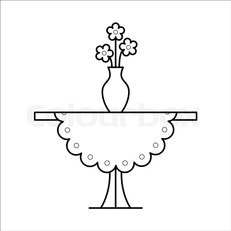 800x800 Small Coffee Side Table With Tablecloth, Vase With Flowers On It