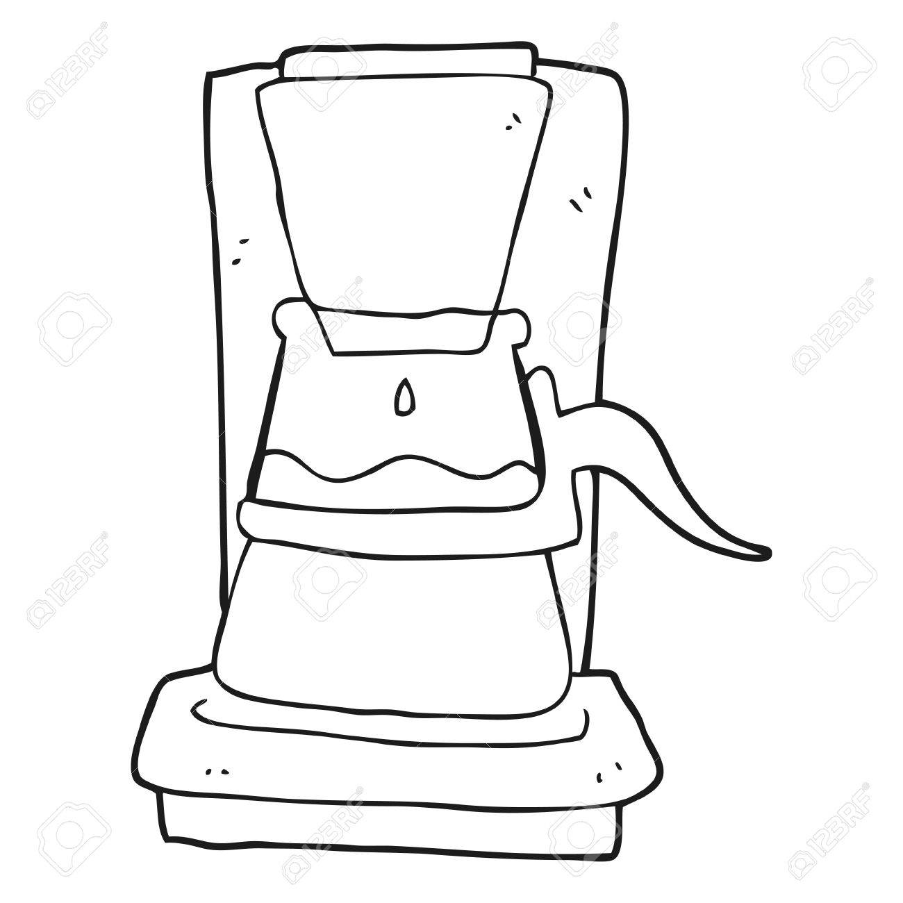 1300x1300 Freehand Drawn Black And White Cartoon Drip Filter Coffee Maker