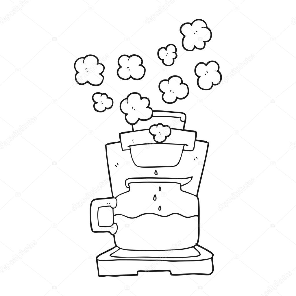 1024x1024 Black And White Cartoon Coffee Maker Stock Vector