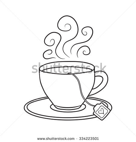 450x470 Drawn Tea Cup Line Drawing