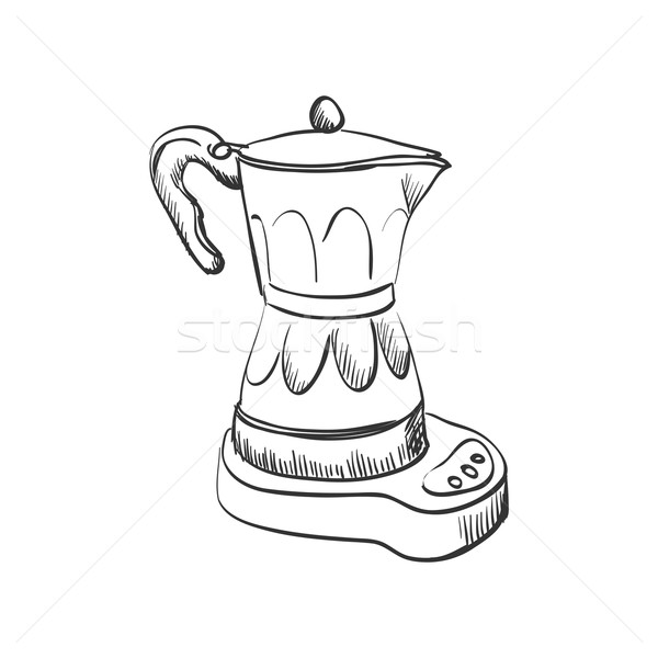 600x600 Doodle Coffee Maker Vector Illustration Igor Netkoff (Netkov1