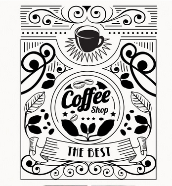 348x376 Coffee Shop Vinyl Wall Decal Shop Coffee Cup Flower Design Coffee