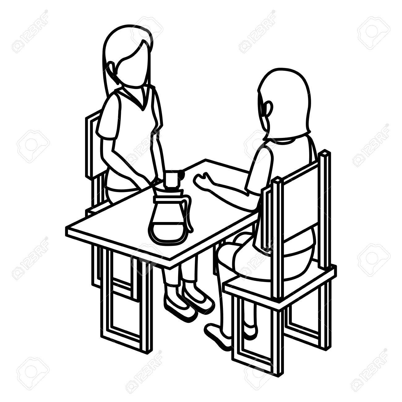 1300x1300 Group Of People Sitting In Coffee Shop Vector Illustration Design