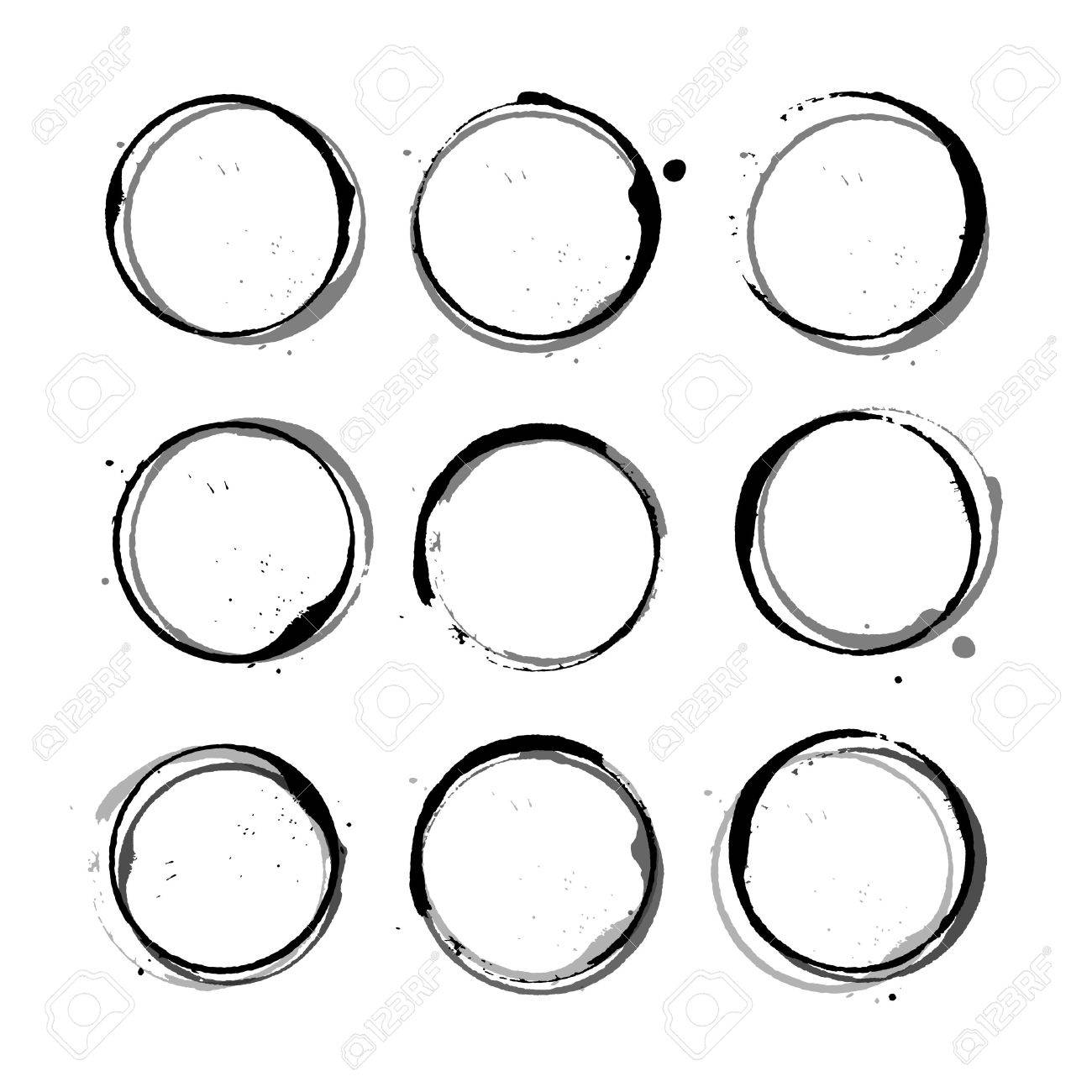 1300x1300 Vector Set Of Black Wine Stain Circles, Splashes And Spot Isolated
