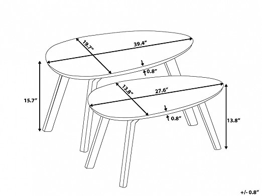522x391 Modern Set Of 2 Nesting Coffee Table Set Red Pine Wood