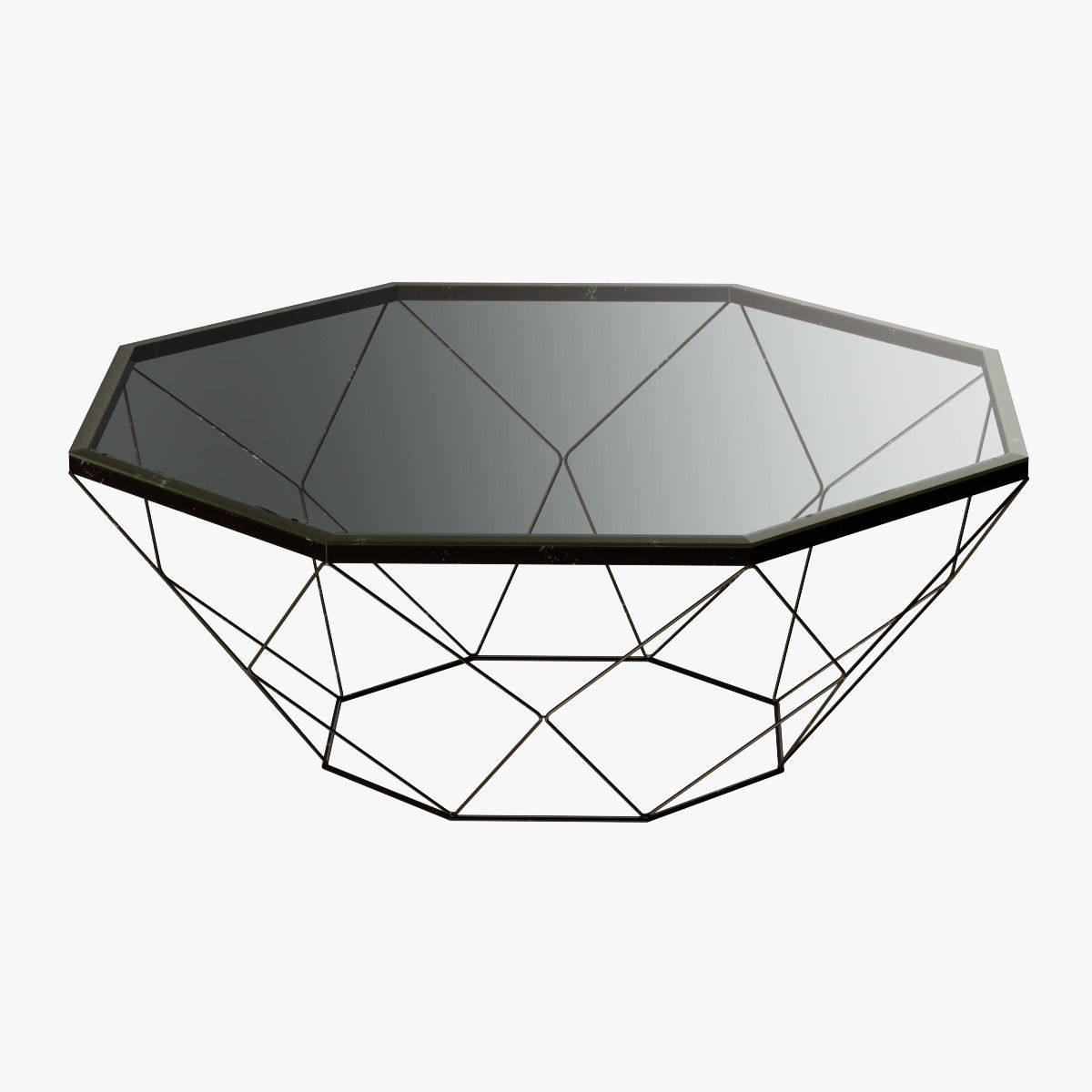 1200x1200 Geometric Antique Brass Coffee Table With Glass Top 3d Model Max