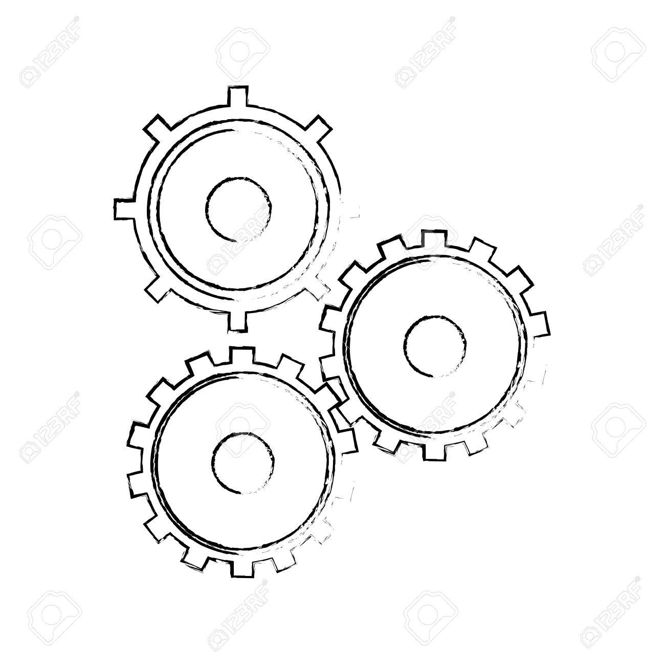 1300x1300 Gear Cog Teamwork Collaboration Concept Sketch Vector Illustration