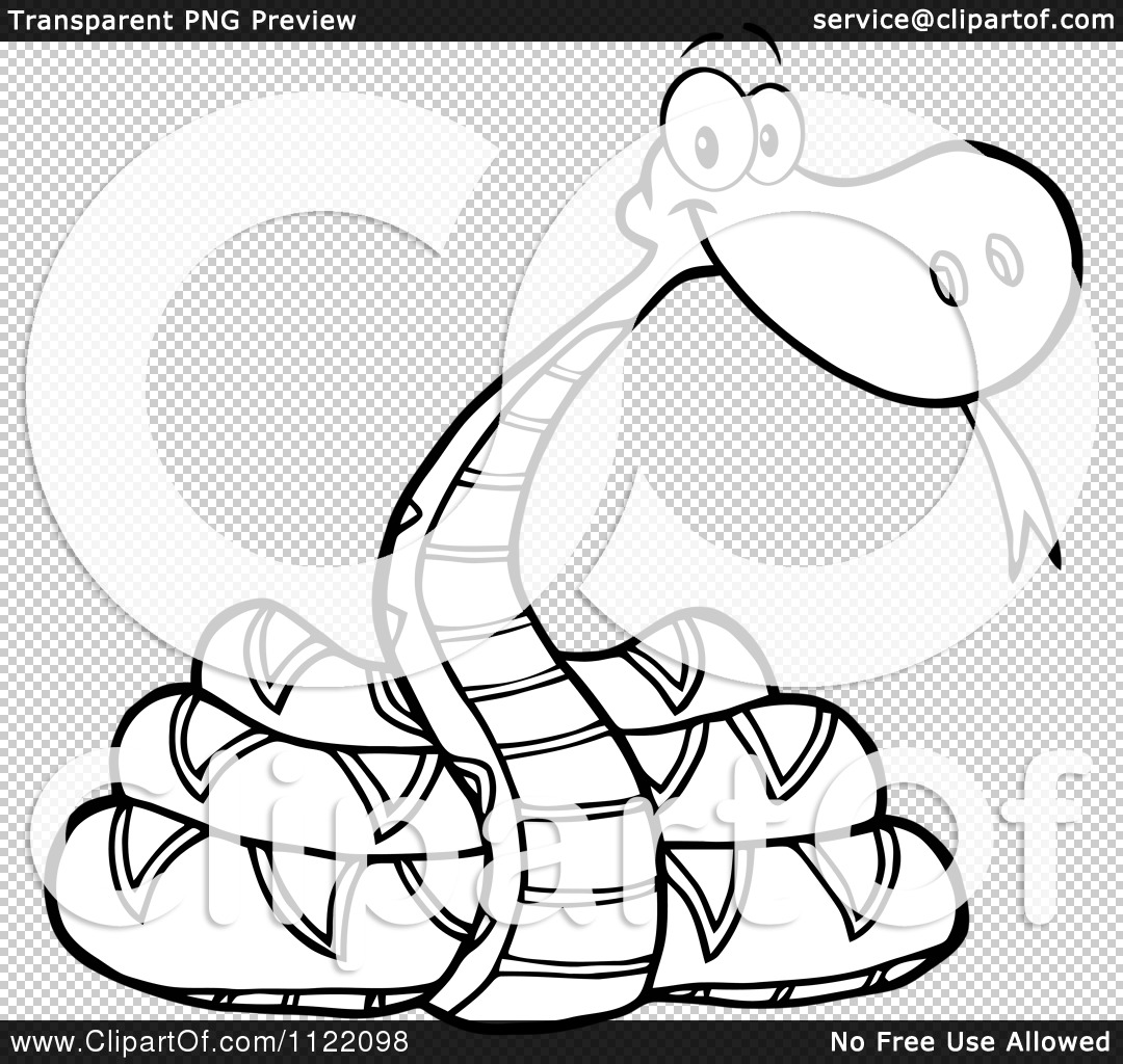 1080x1024 Cartoon Of An Outlined Coiled Snake