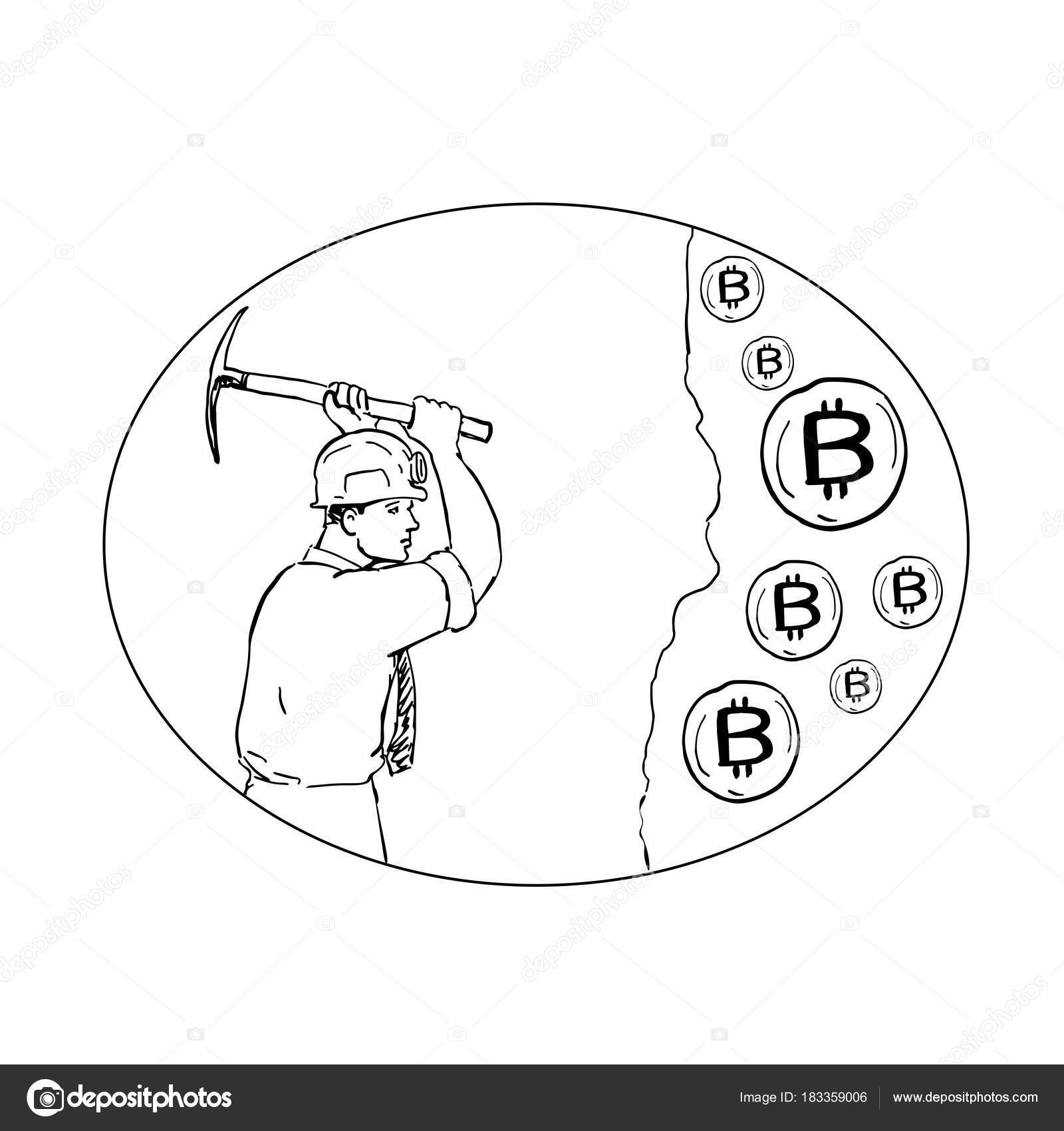 1600x1700 Bitcoin Miner Cryptocurrency Drawing Stock Vector Patrimonio