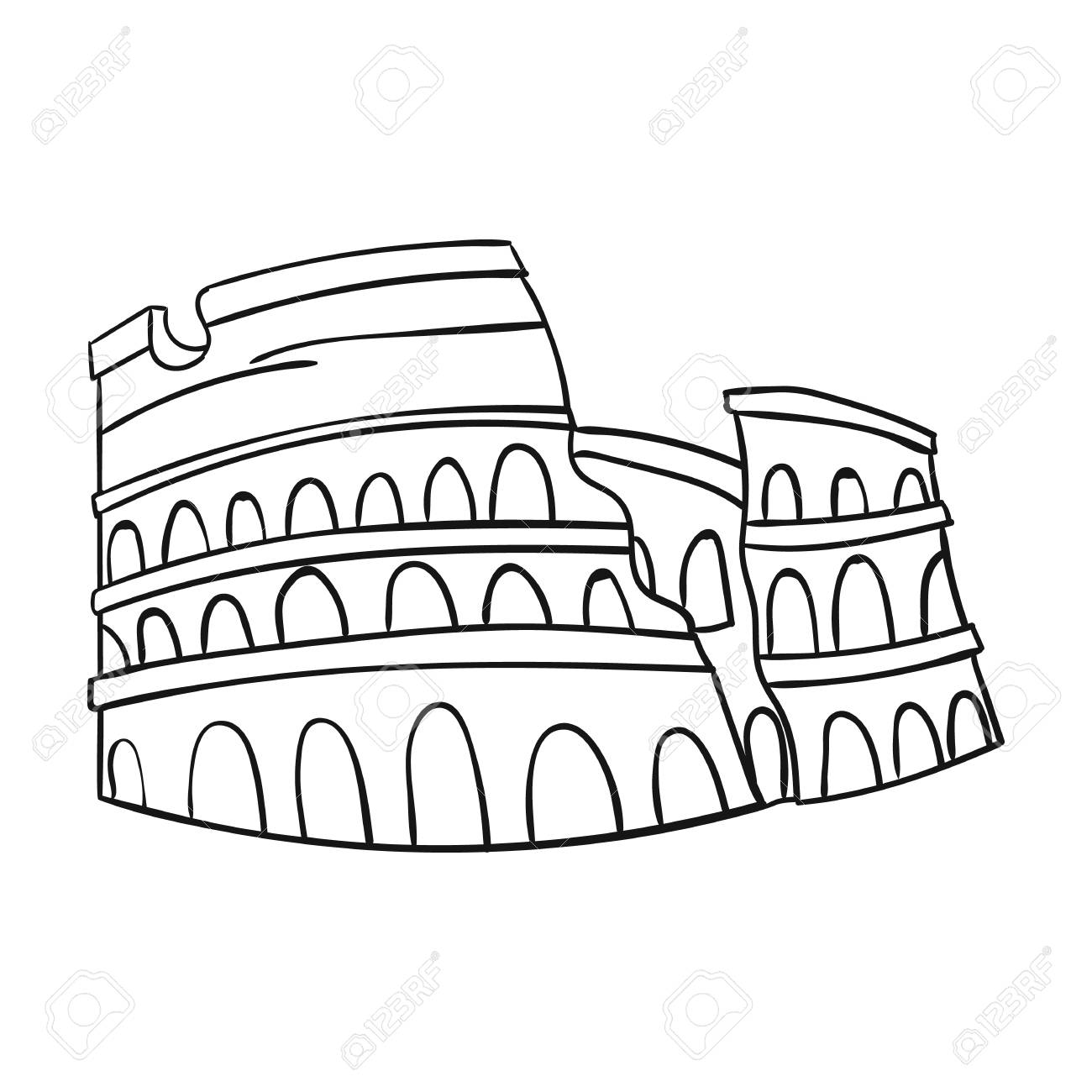 1300x1300 Colosseum In Italy Icon In Outline Style Isolated On White