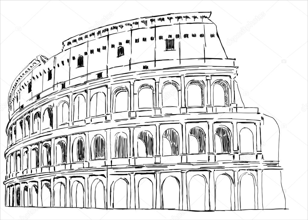 1023x730 Hand Drawn Coliseum In Sketch Style Stock Vector Mitay20