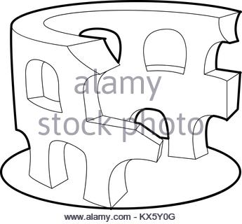 345x320 Rome Line Icon. Colosseum And Italian Flag Vector Illustration