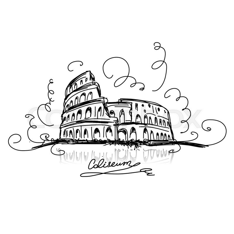 800x800 Sketch Of Roman Colosseum. Vector Illustration Stock Vector