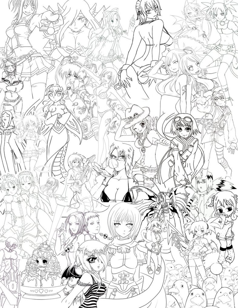 786x1017 4chan Line Art Collage By Kaimeno