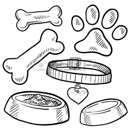 450x450 Doodle Style Pet Gear Sketch In Vector Format Set Includes Bones