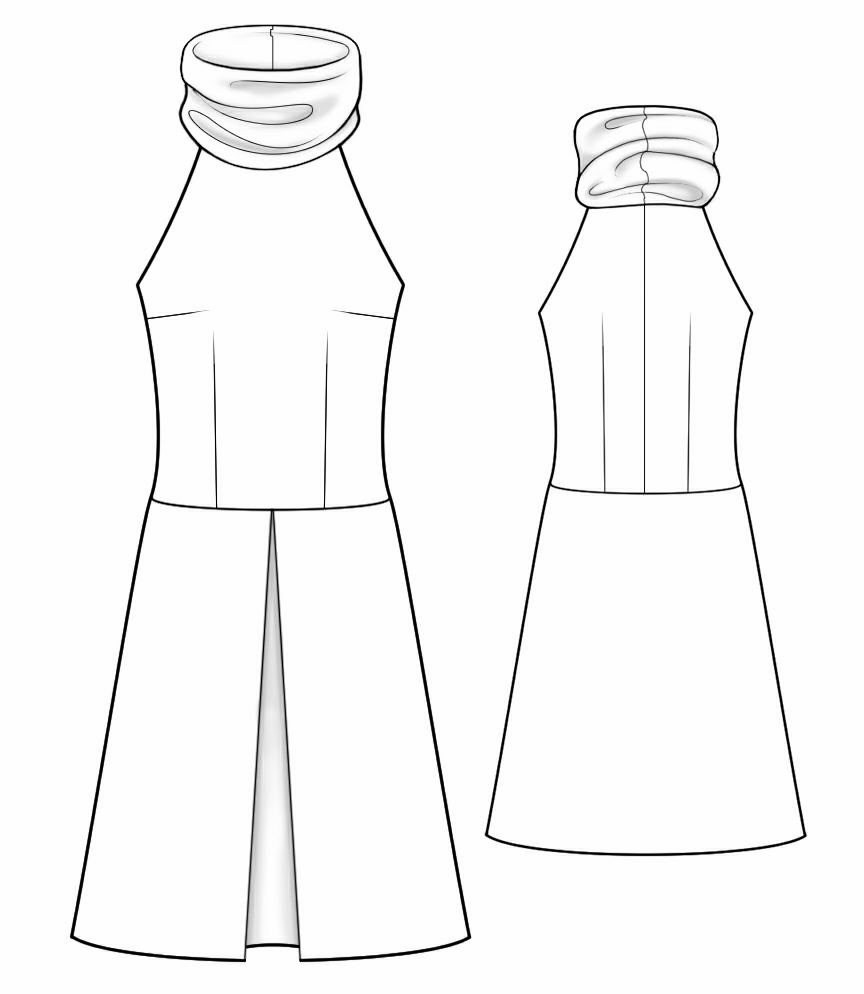 864x994 Dress With High Stand Up Collar