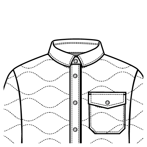 500x500 Down Fill Shirt Jacket Collar Flat Sketch With Full Fashion