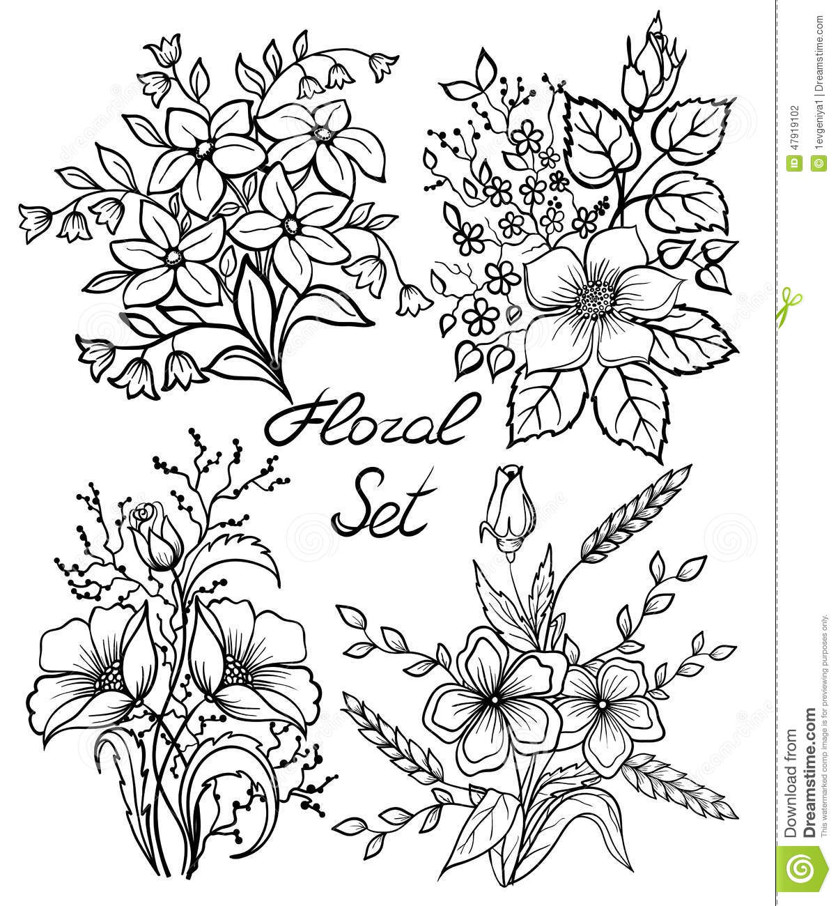 1203x1300 How To Draw Wedding Flowers Vector Black And White Flowers Set