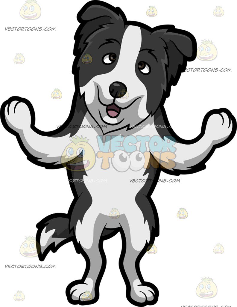 792x1024 A Border Collie Having A Conversation Cartoon Clipart