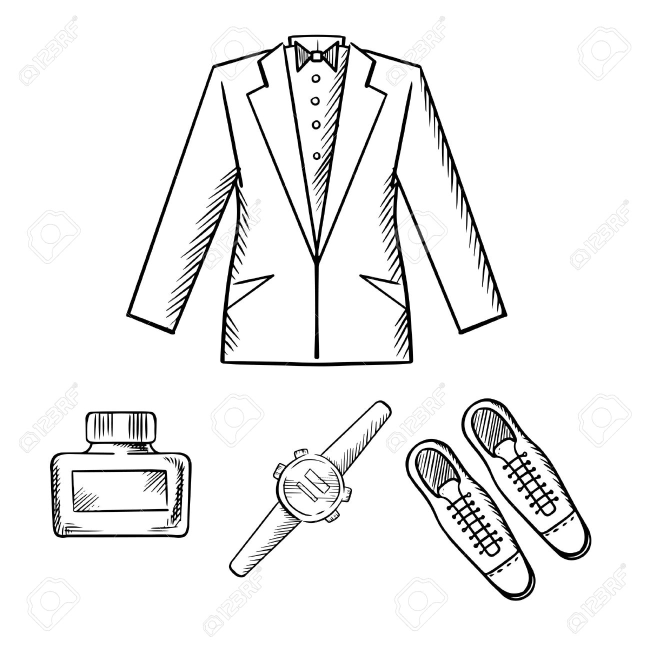 1300x1300 Male Formal Evening Outfit With Jacket, Shirt And Bow Tie, Elegant