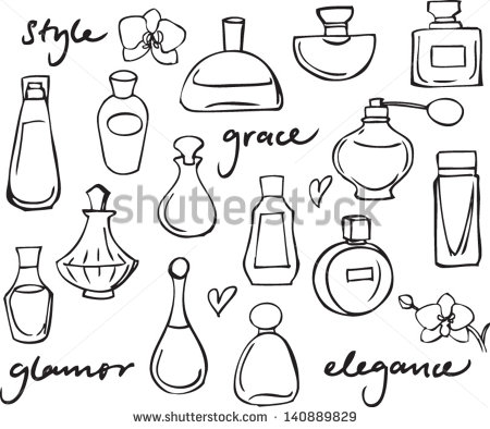 450x394 Various Perfume Bottles Drawings Set