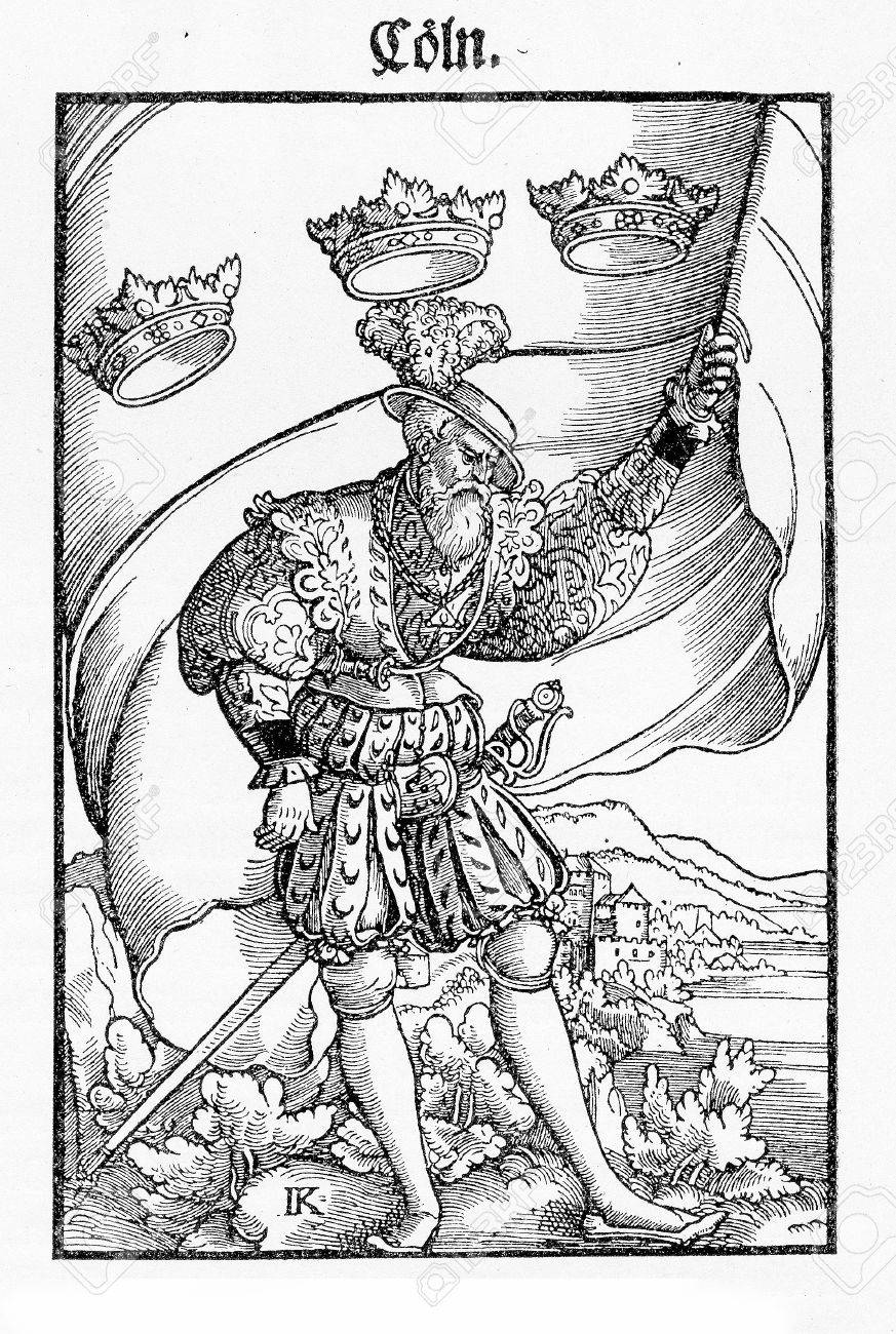 873x1300 Xvi Century, Standard Bearer With The Cologne City Flag. The Three